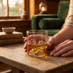 glass mug / whisky glass with a mountain shape inside