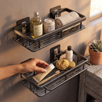 wall-mounted bathroom shelf with towel holder