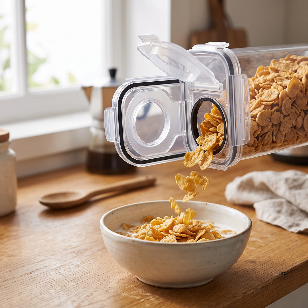 airtight cereal and grain storage container dispenser