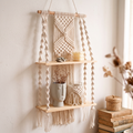 boho macrame hanging wall shelf