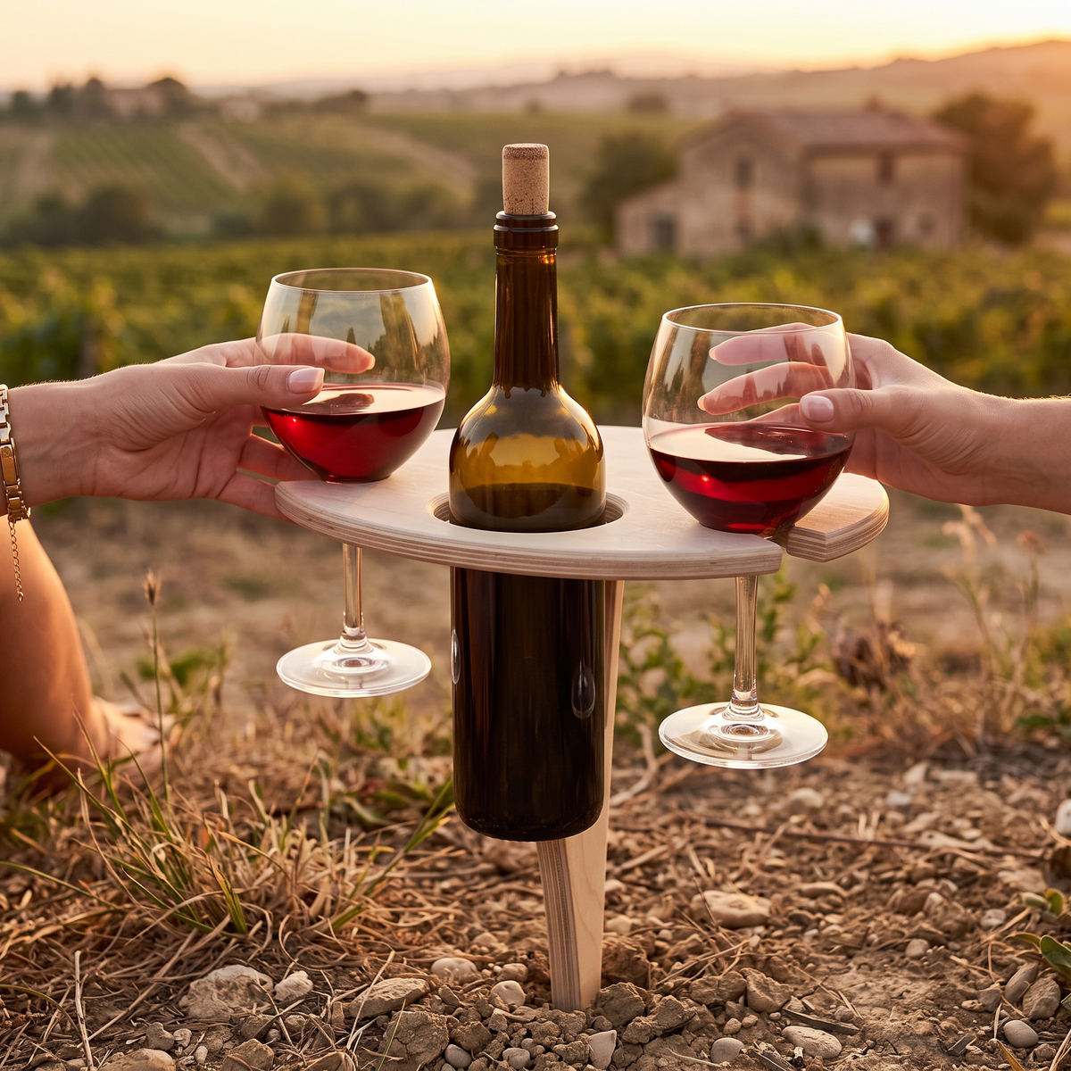 foldable wooden picnic wine table