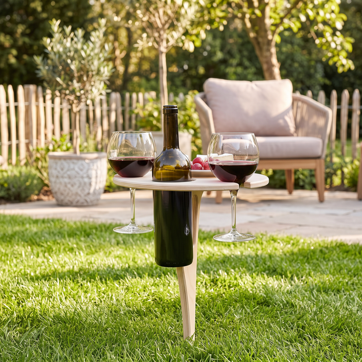 foldable wooden picnic wine table