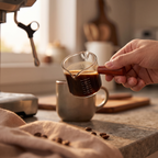 glass espresso measuring cup with double spout