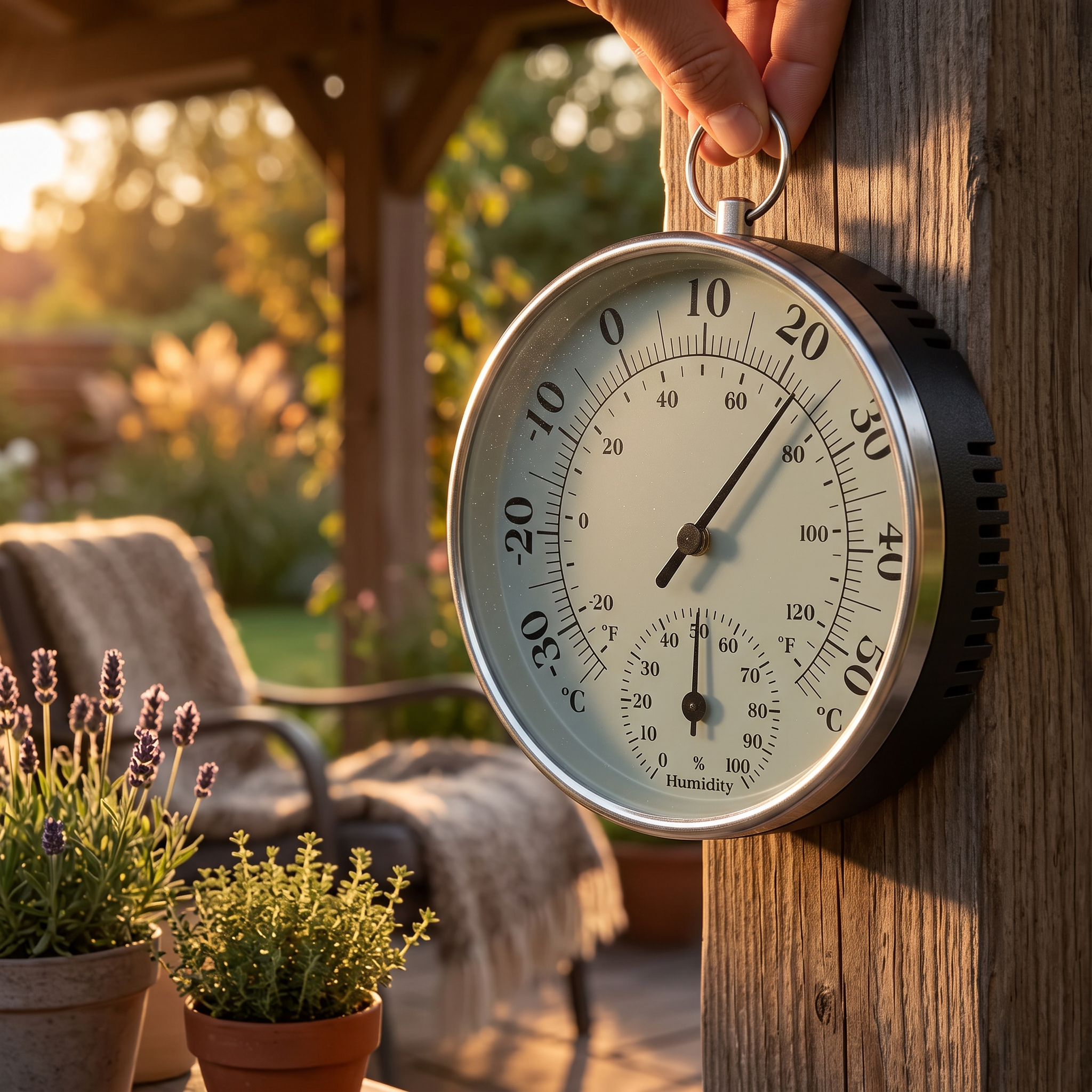 outdoor wall thermometer with large dial