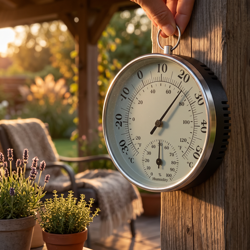 outdoor wall thermometer with large dial