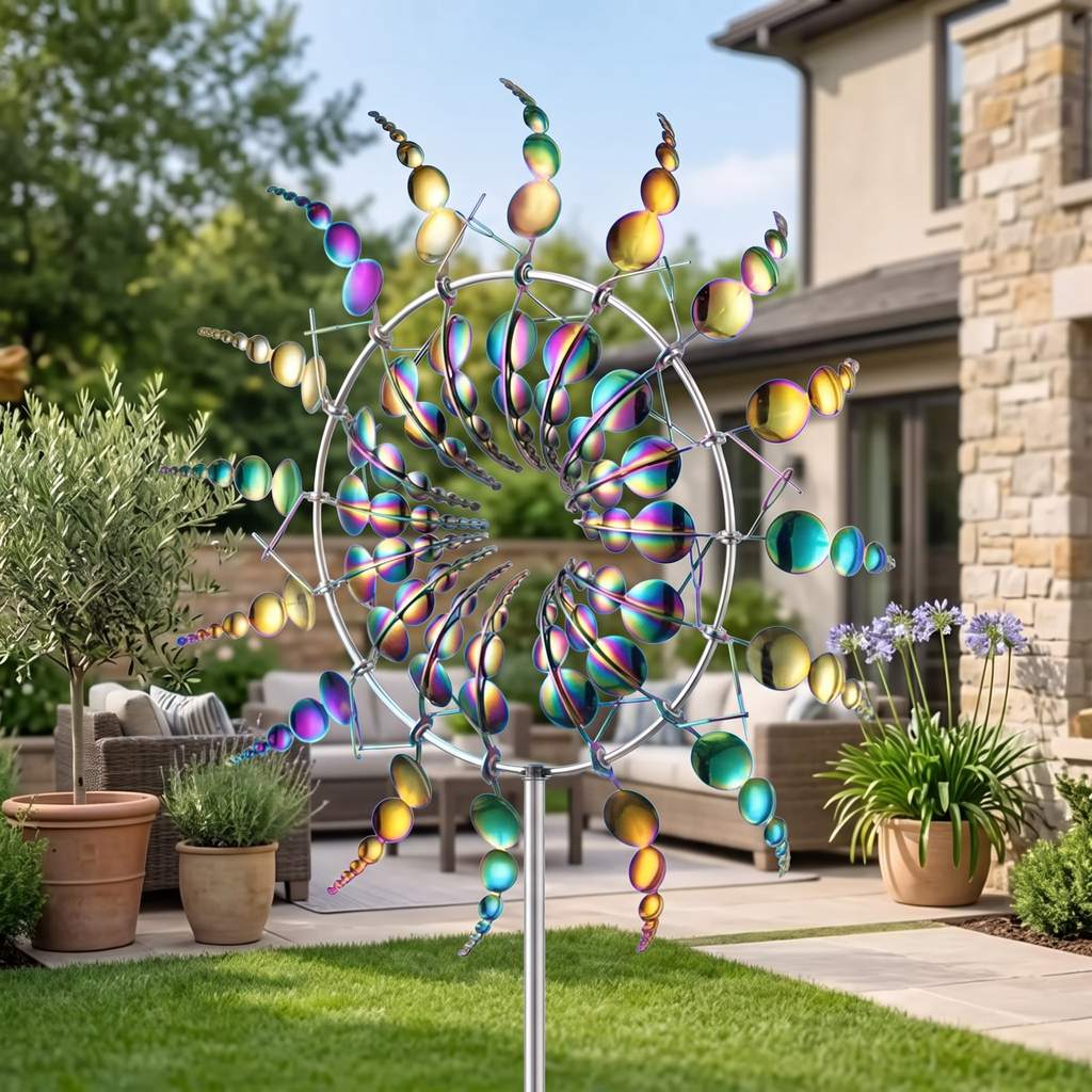 metal kinetic wind spinner garden decoration