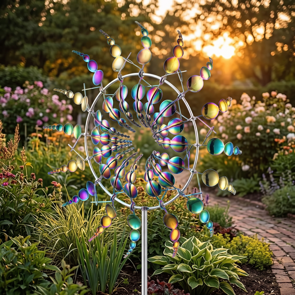 metal kinetic wind spinner garden decoration