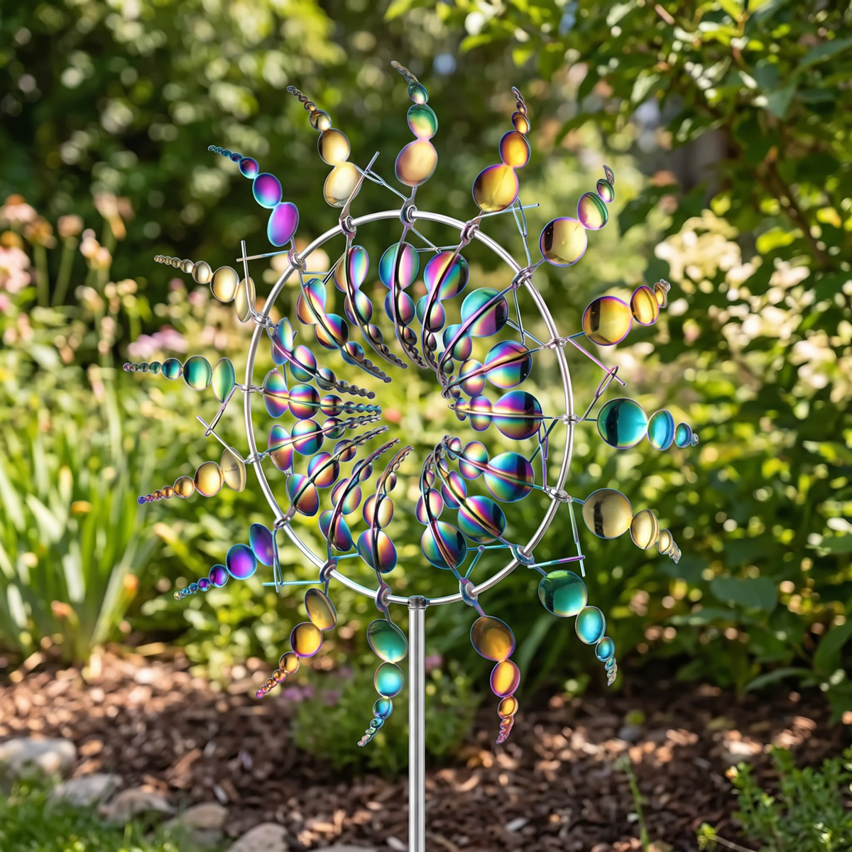 metal kinetic wind spinner garden decoration