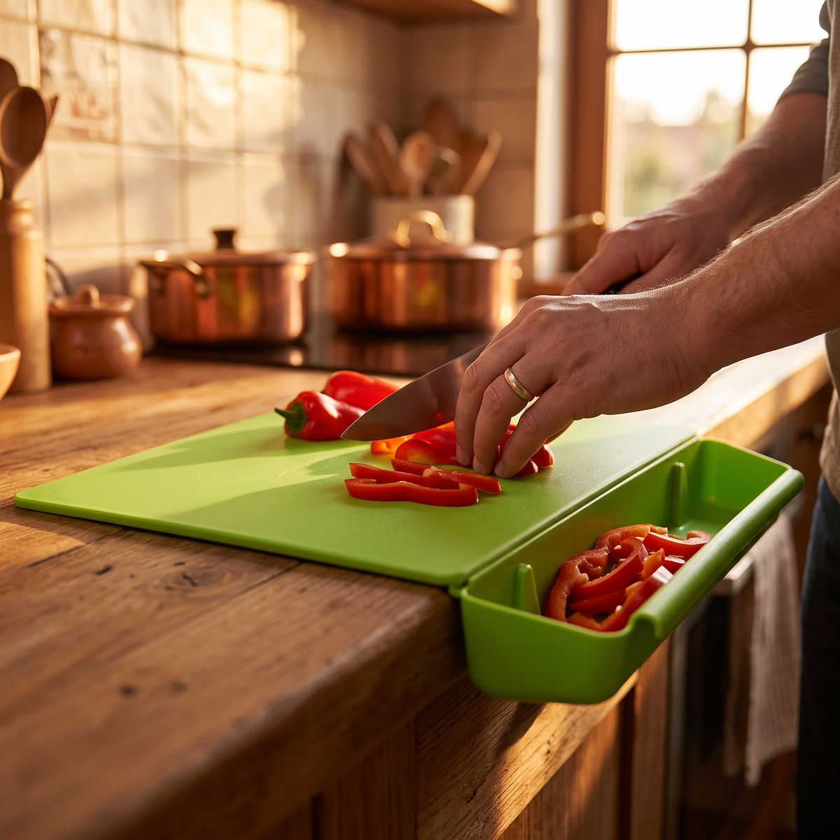 2-in-1 cutting board with storage box