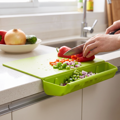2-in-1 cutting board with storage box