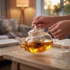 glass teapot with tea infuser
