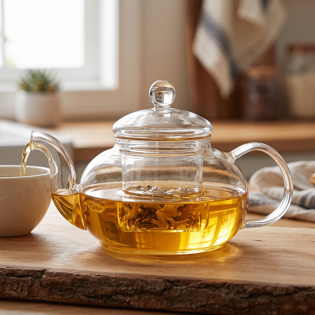glass teapot with tea infuser