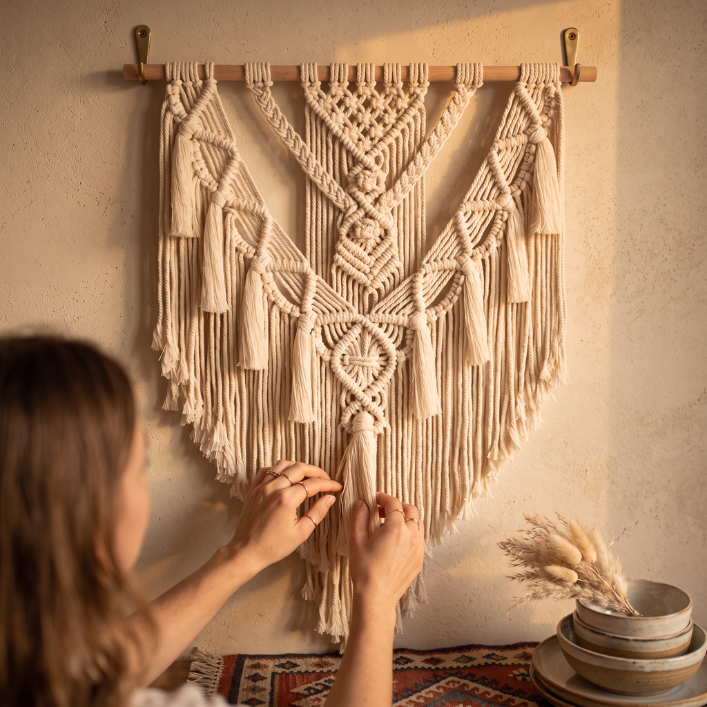 boho macrame woven wall hanging