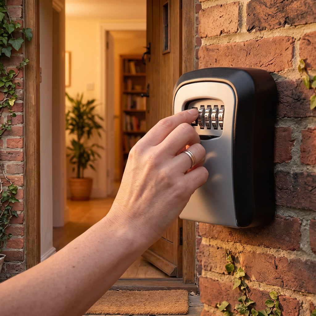wall-mounted key lock box with combination code