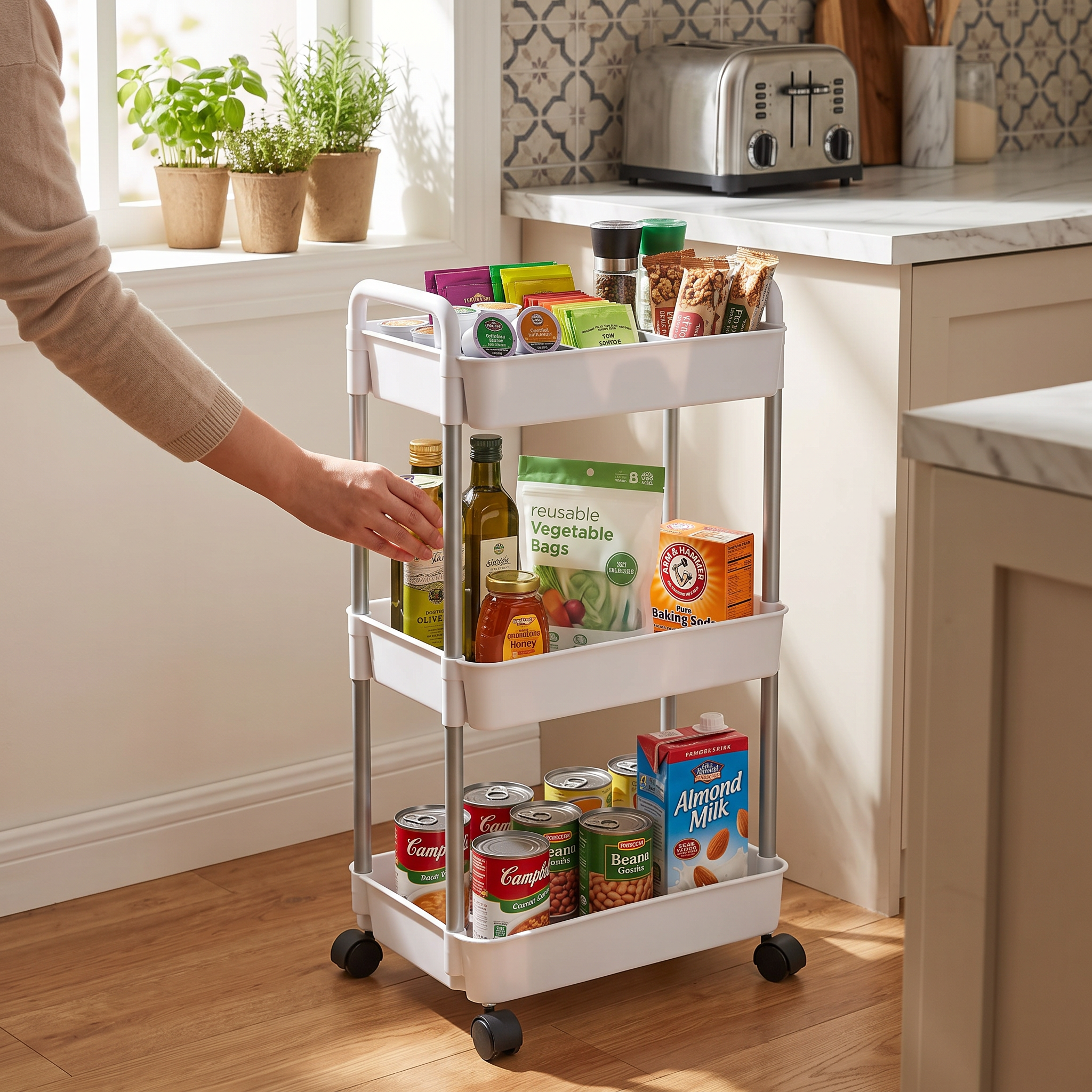 rolling kitchen storage cart
