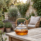 1000 ml glass teapot with wooden handle