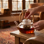 1000 ml glass teapot with wooden handle