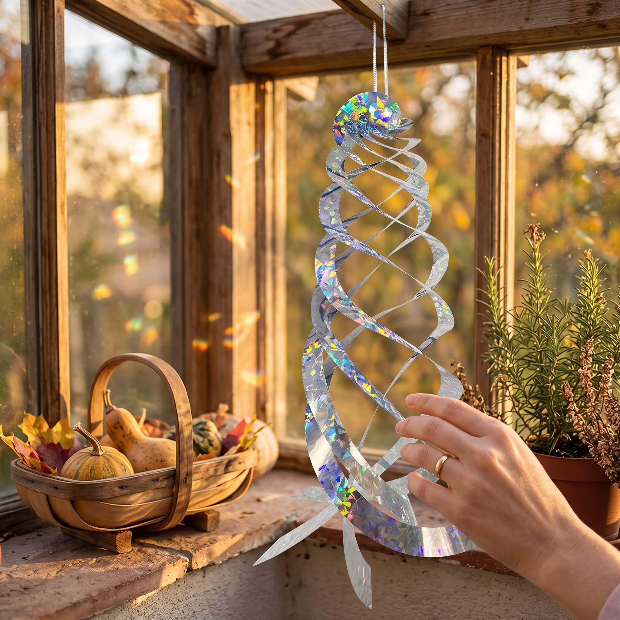 hanging reflective bird repeller