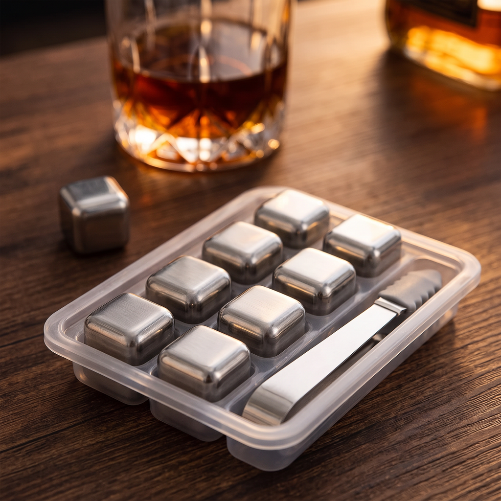 stainless steel whiskey stones set