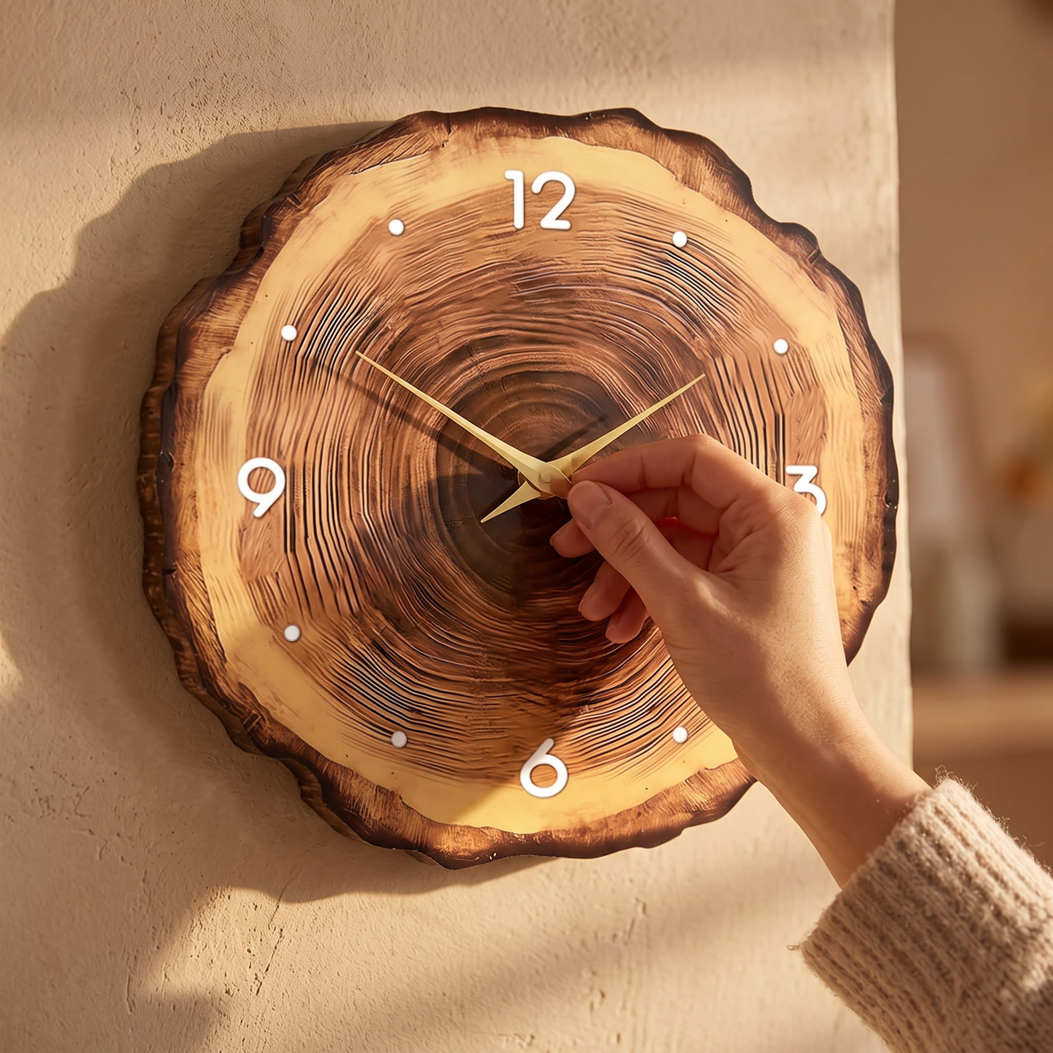 round wooden wall clock