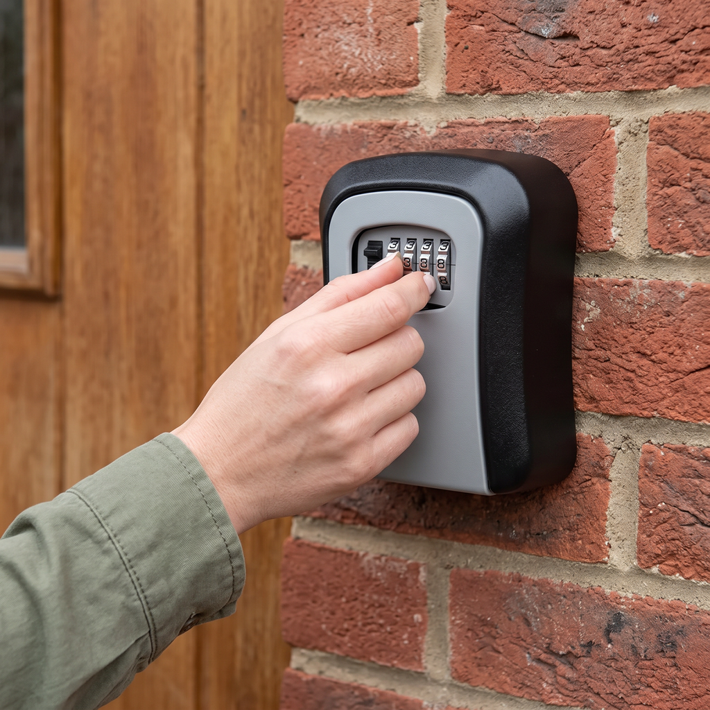 wall-mounted key lock box with combination code