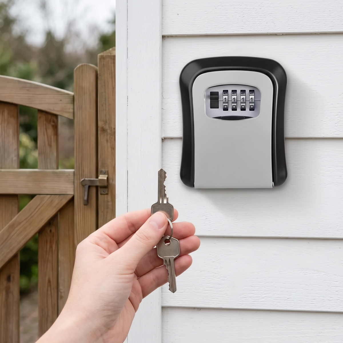 wall-mounted key lock box with combination code