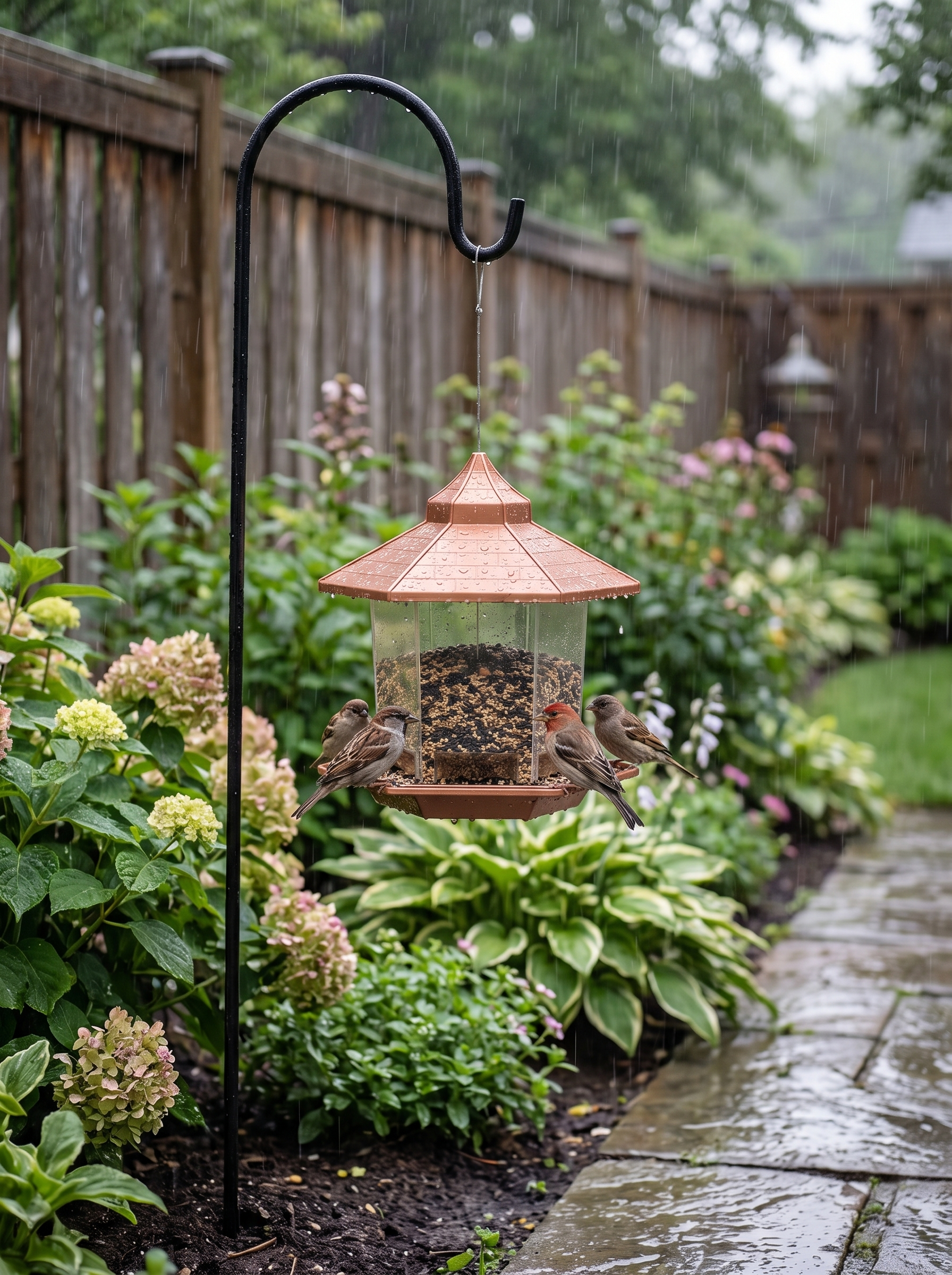 Gazebo Hanging Bird Feeder in use