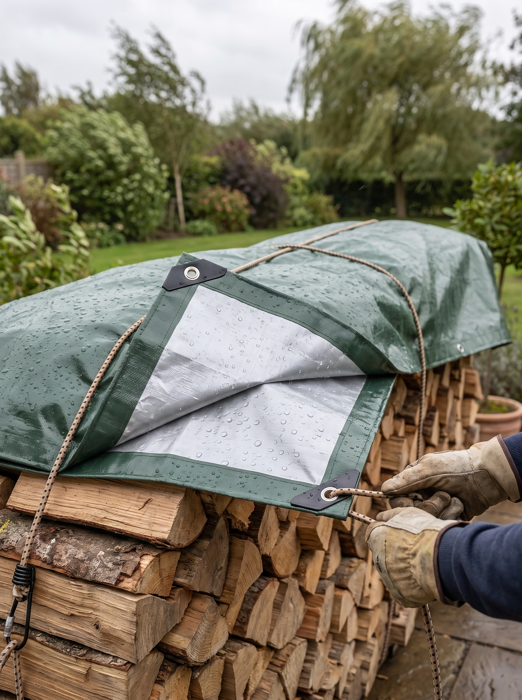 Heavy-Duty Waterproof Tarp 400 x 300 cm in use
