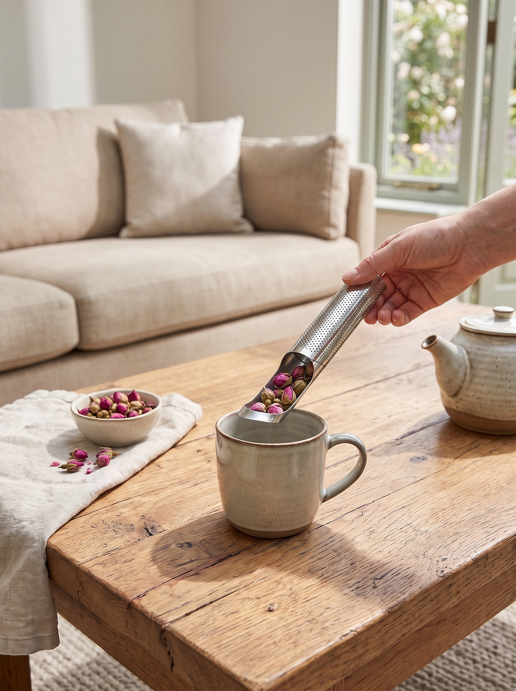 Stainless Steel Stick Tea Infuser in use