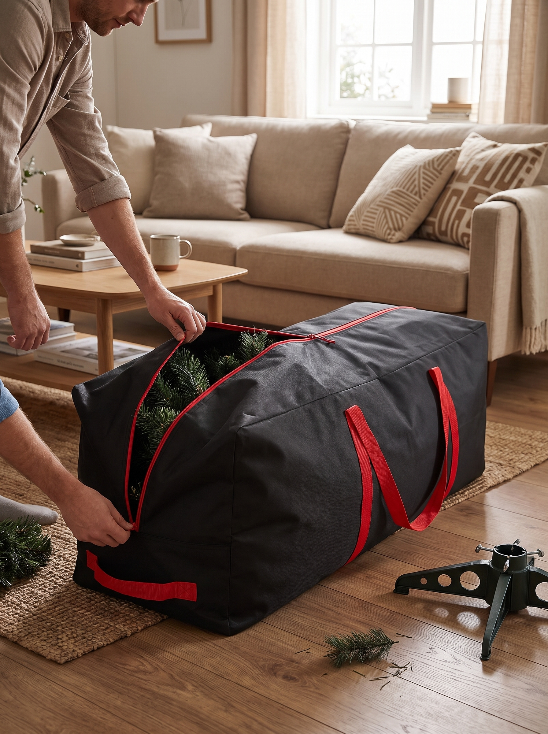 Christmas Tree Storage Bag 122 cm in use