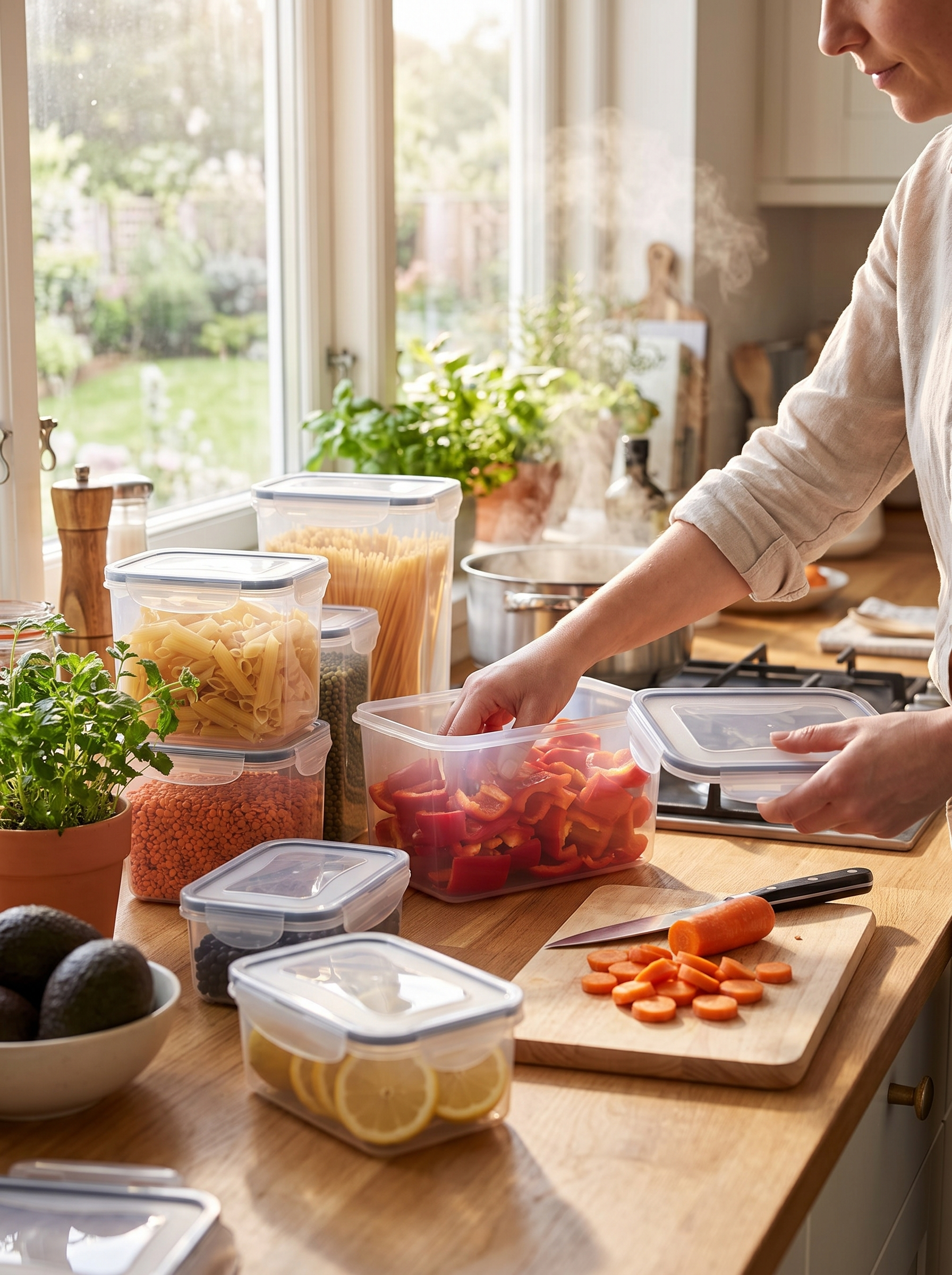 Airtight Food Storage Containers Set of 8 in use