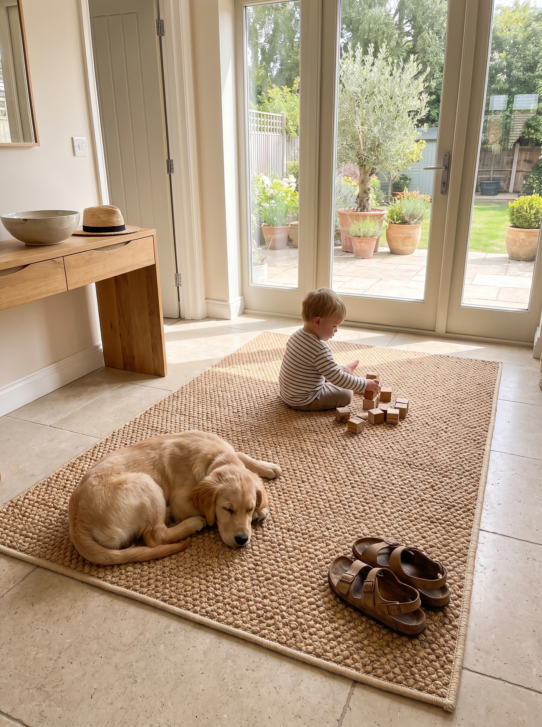 Faux Jute Outdoor Rug in use