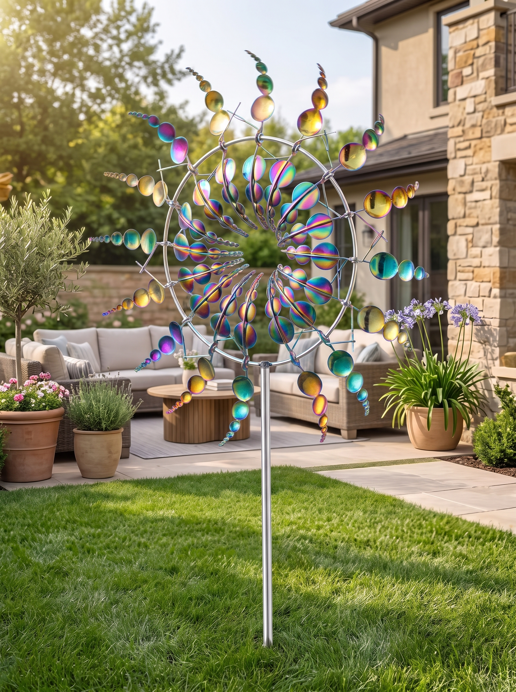 Metal Kinetic Wind Spinner in use